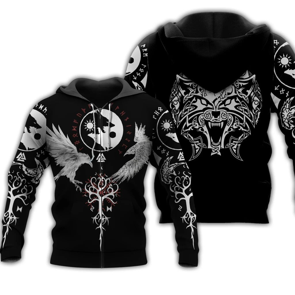 Awesome Hoodie 3D All Over Print Viking Tattoos for Men and Women T-Shirt, Zip Hoodies ND244