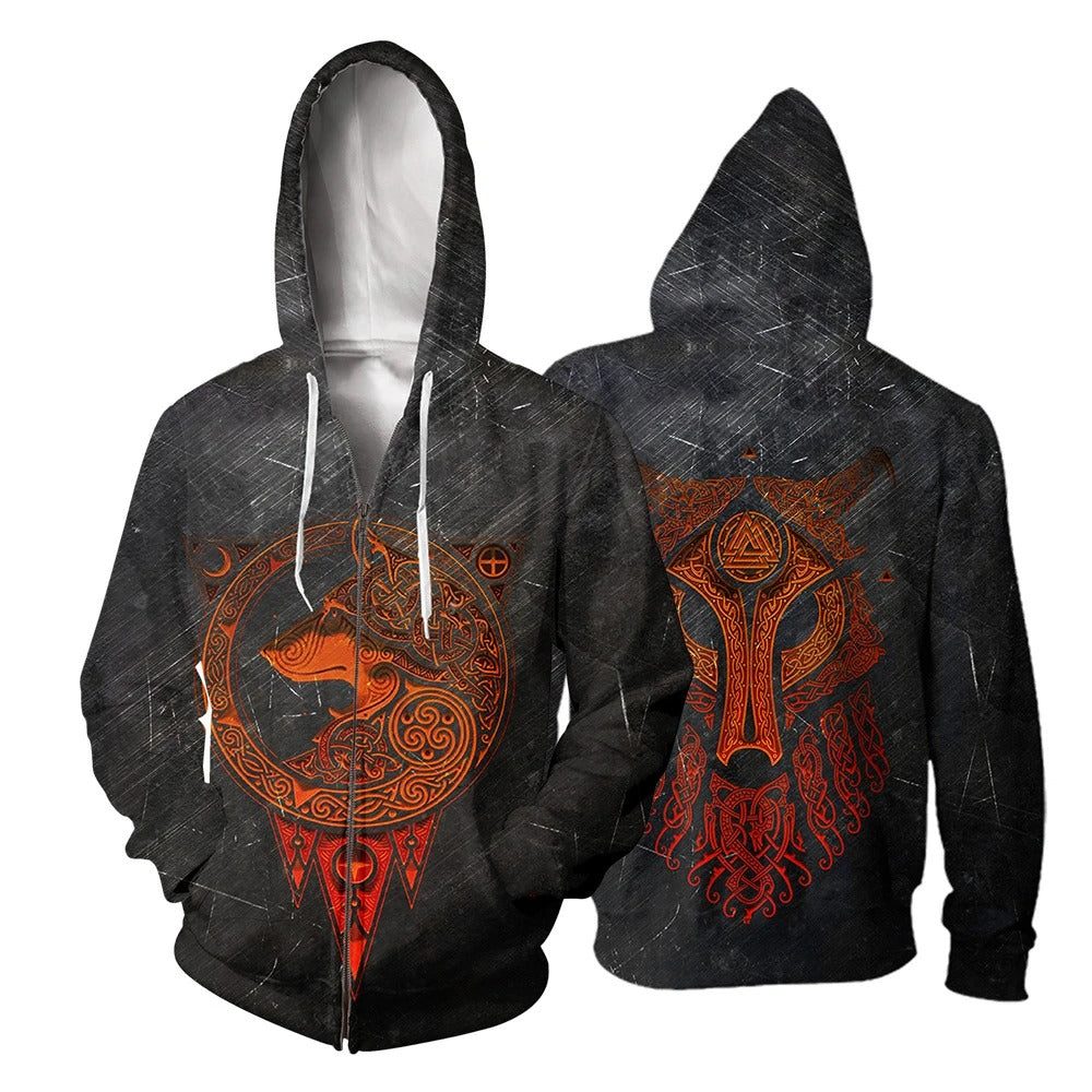 Awesome Hoodie 3D All Over Print Viking Wolf Valknut for Men and Women Hoodie, T-Shirt, Zip Hoodies, Sweatshirt ND257