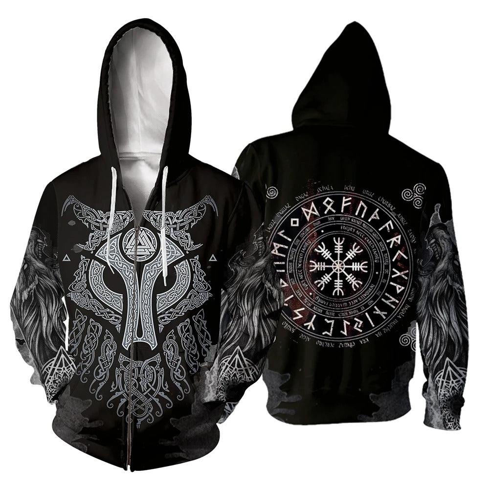 Awesome Hoodie 3D All Over Print Vikings Wolf Valknut for Men and Women Hoodie, T-Shirt, Zip Hoodies, Sweatshirt ND261