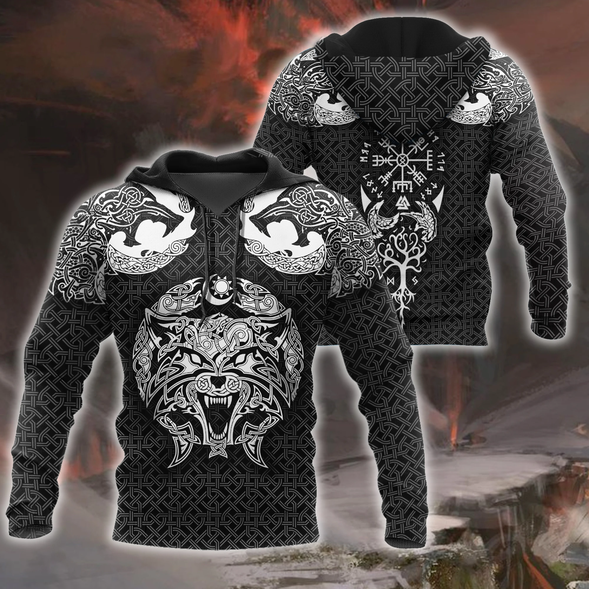 Awesome Hoodie 3D All Over Print Fenrir Viking Tattoos - Hoodie, T-Shirt, Zip Hoodies, Sweatshirt ND280