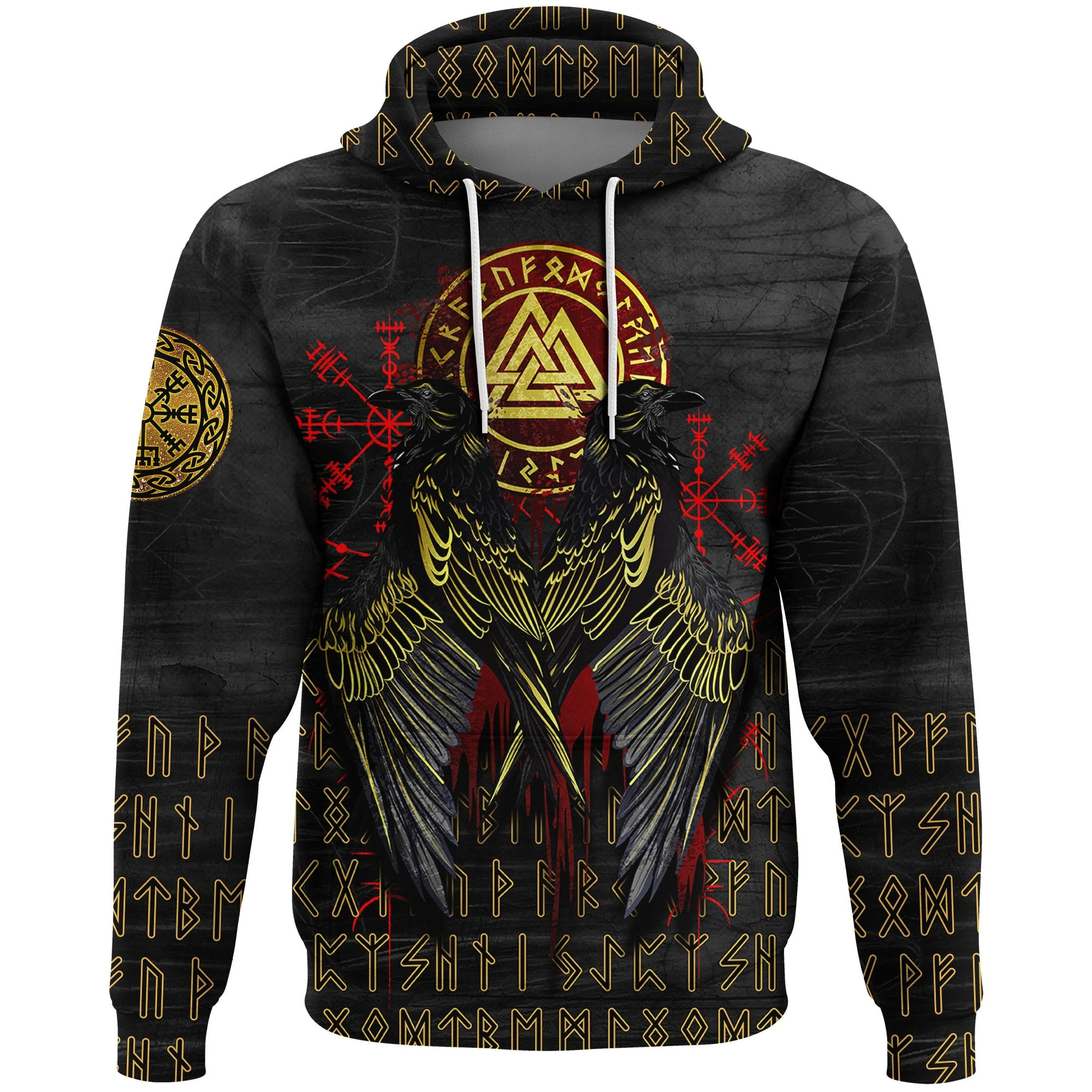 Awesome Hoodie 3D All Over Print Vikings Valknut and Ravens- Hoodie, T-Shirt, Zip Hoodies, Sweatshirt ND286