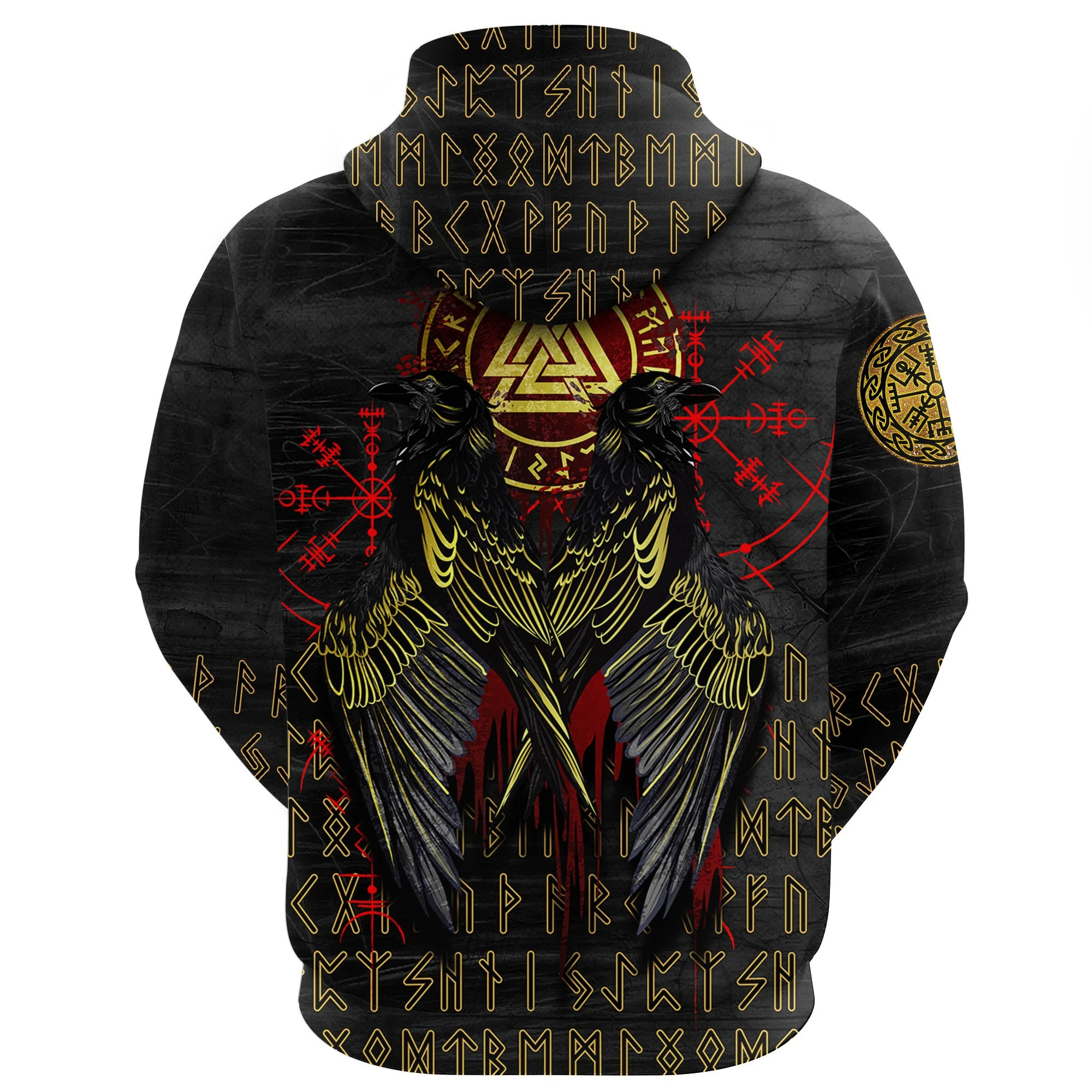 Awesome Hoodie 3D All Over Print Vikings Valknut and Ravens- Hoodie, T-Shirt, Zip Hoodies, Sweatshirt ND286