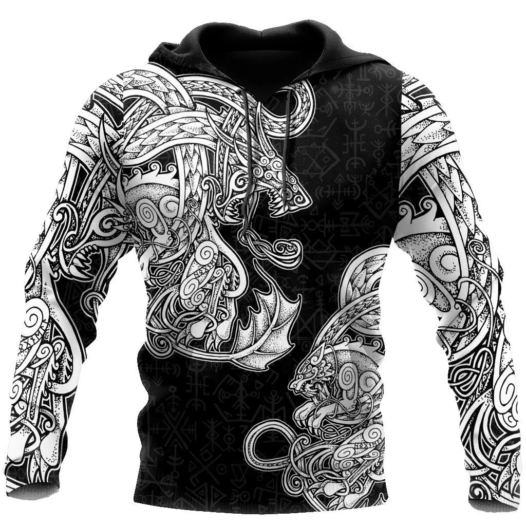 Awesome Hoodie 3D All Over Print Jormungandr and Fenrir Vikings - Hoodie, T-Shirt, Zip Hoodies, Sweatshirt ND299