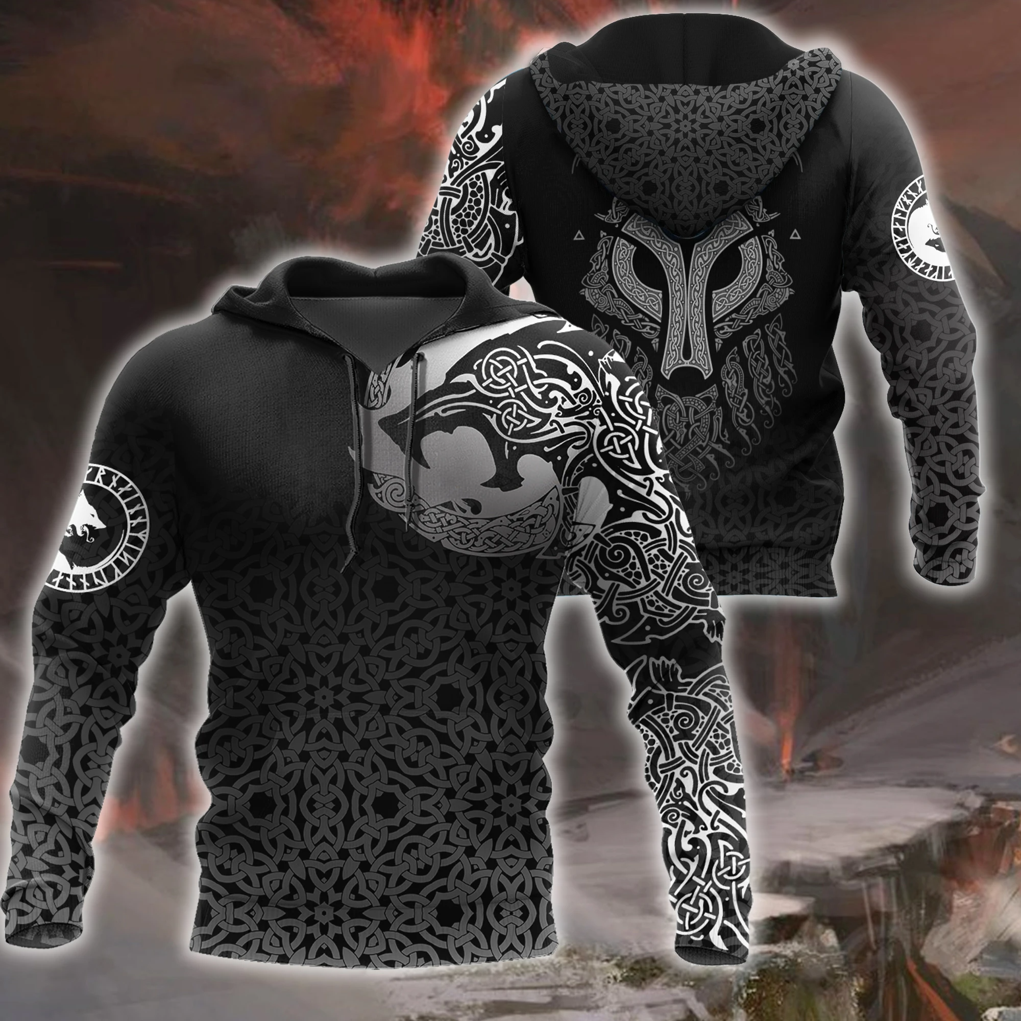 Awesome Hoodie 3D All Over Print Celtic Fenrir Viking Tattoos - Hoodie, T-Shirt, Zip Hoodies, Sweatshirt ND306