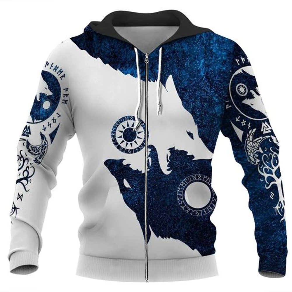Awesome Hoodie 3D All Over Print Skoll and Hati Blue - Hoodie, T-Shirt, Zip Hoodies, Sweatshirt ND307