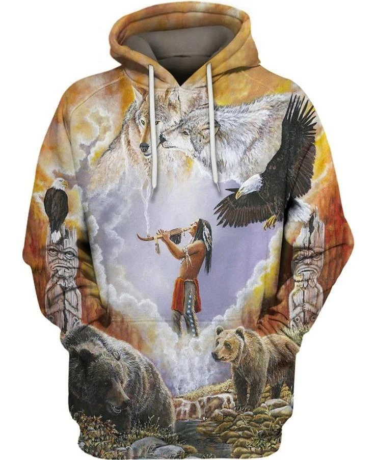 Awesome Hoodie 3D All Over Print Animals Native Hoodie ND315