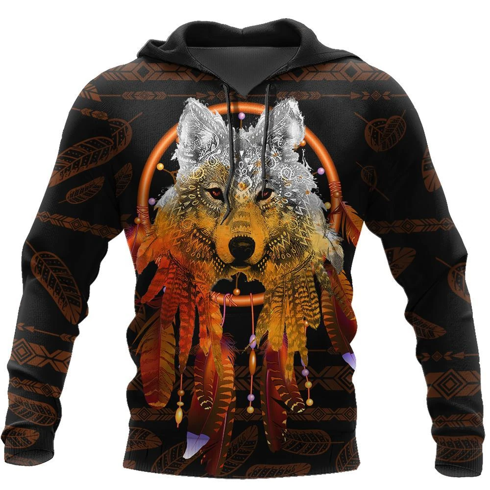 Awesome Hoodie 3D All Over Print Native Wolf- Hoodie, T-Shirt, Zip Hoodies, Sweatshirt ND328