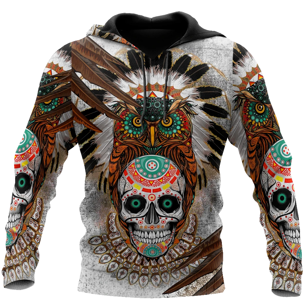 Awesome Hoodie 3D All Over Print Sugar Native Skull - Hoodie, T-Shirt, Zip Hoodies, Sweatshirt ND343