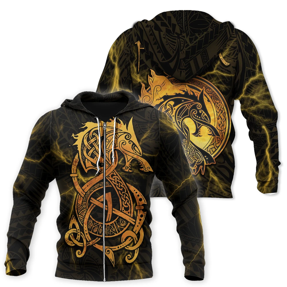 Awesome Hoodie 3D All Over Print Viking Fenrir With Fire Serpents - Hoodie, T-Shirt, Zip Hoodies ND352