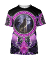 Awesome Hoodie 3D All Over Print Native American Wolf Violet - Hoodie, T-Shirt, Zip Hoodies, Sweatshirt ND353