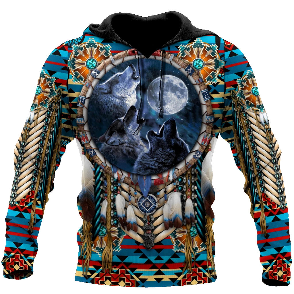 Awesome Hoodie 3D All Over Print Native Wolf - Hoodie, T-Shirt, Zip Hoodies, Sweatshirt ND355