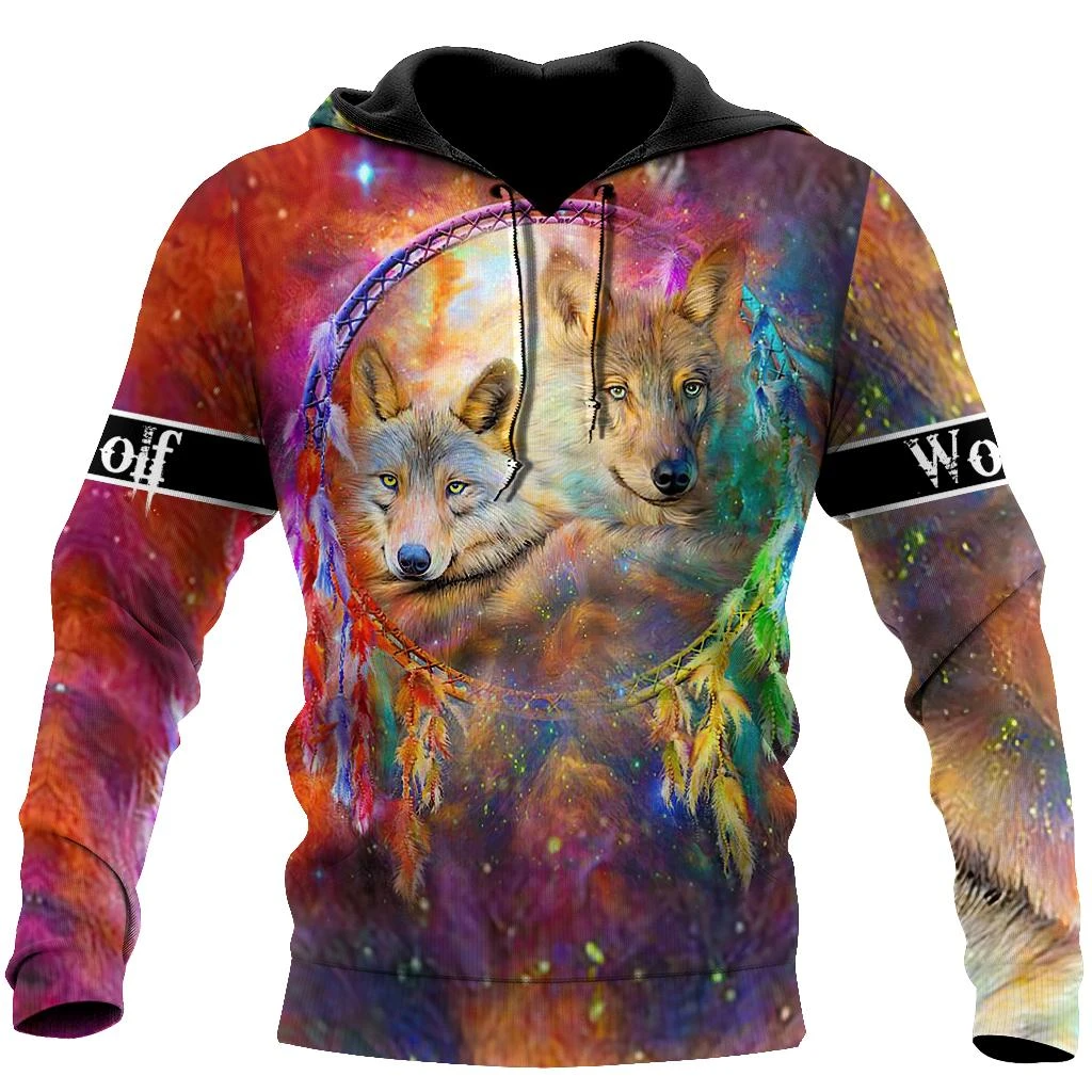 Awesome Hoodie 3D All Over Print Beautiful Wolf Couple - Hoodie, T-Shirt, Zip Hoodies, Sweatshirt ND356