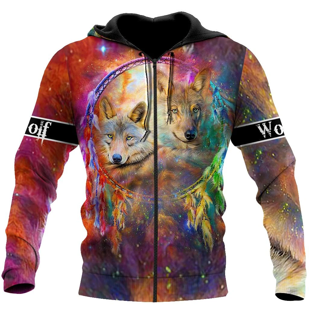 Awesome Hoodie 3D All Over Print Beautiful Wolf Couple - Hoodie, T-Shirt, Zip Hoodies, Sweatshirt ND356
