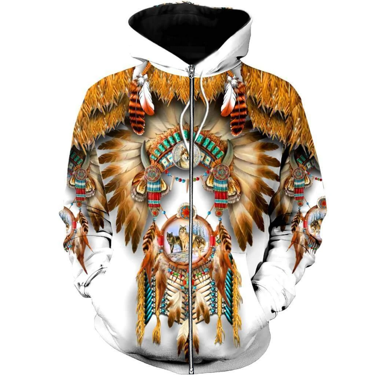 Awesome Hoodie 3D All Over Print Native Wolf - Hoodie, T-Shirt, Zip Hoodies, Sweatshirt ND357