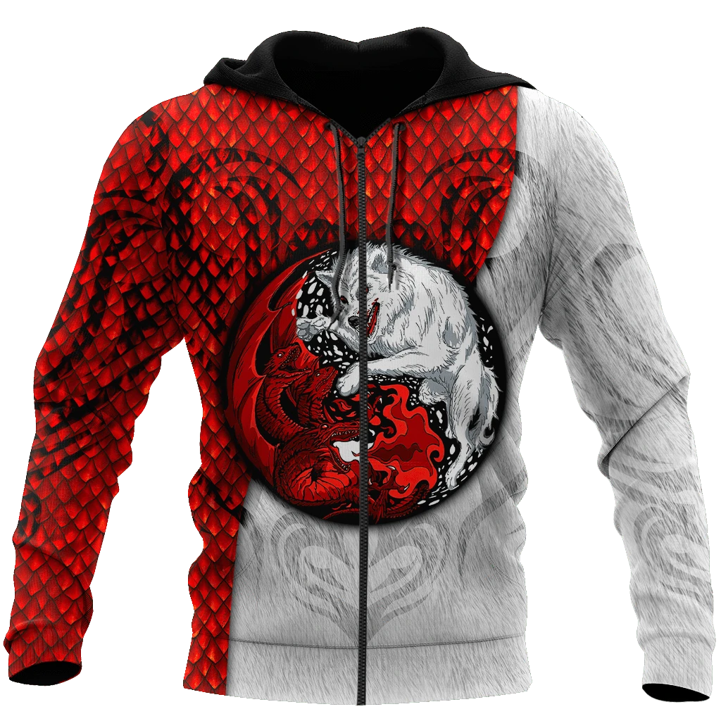 Awesome Hoodie 3D All Over Print Dragon and Wolf - Hoodie, T-Shirt, Zip Hoodies, Sweatshirt ND360