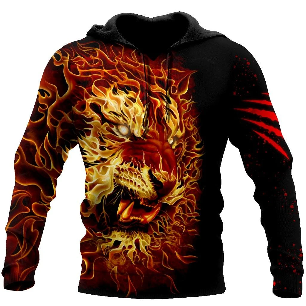 Awesome Hoodie 3D All Over Print Fire Tiger - Hoodie, T-Shirt, Zip Hoodies, Sweatshirt ND362