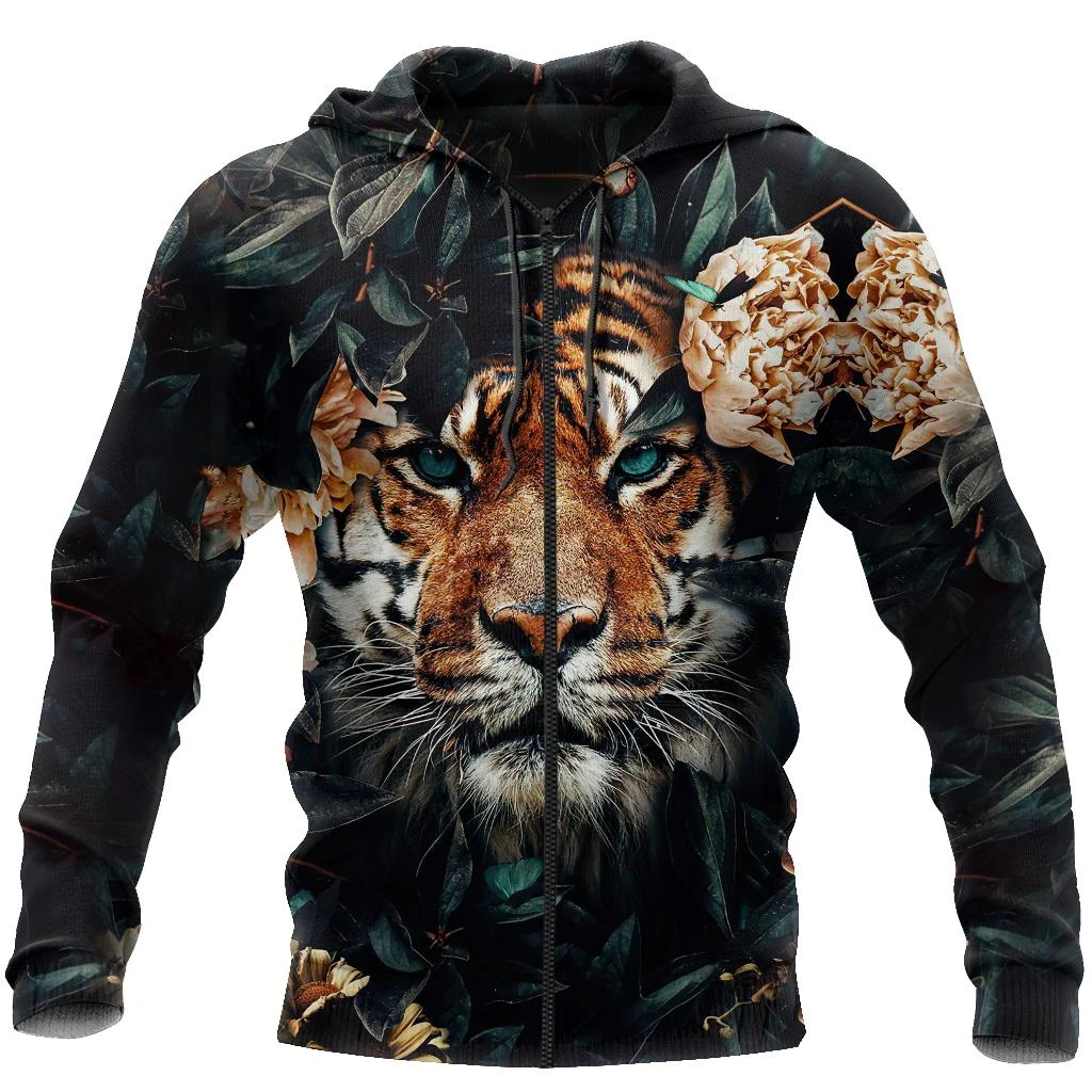 Awesome Hoodie 3D All Over Print Portrait Tiger in Nature - Hoodie, T-Shirt, Zip Hoodies, Sweatshirt ND363