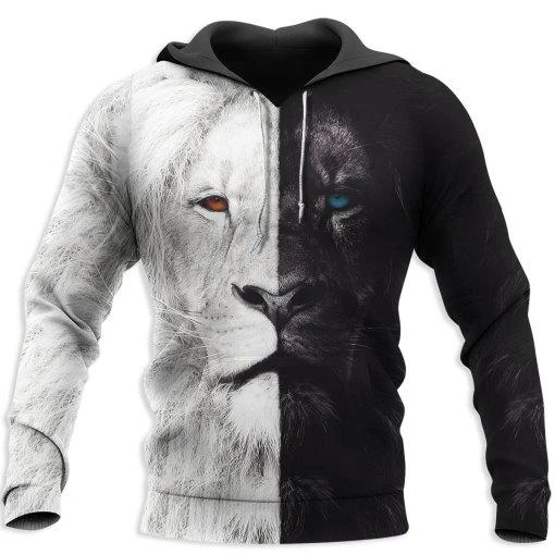 Awesome Hoodie 3D All Over Print Beautiful Black White Lion - Hoodie, T-Shirt, Zip Hoodies, Sweatshirt ND370