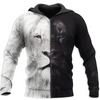 Awesome Hoodie 3D All Over Print Beautiful Black White Lion - Hoodie, T-Shirt, Zip Hoodies, Sweatshirt ND370