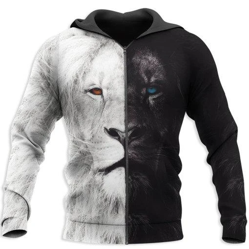 Awesome Hoodie 3D All Over Print Beautiful Black White Lion - Hoodie, T-Shirt, Zip Hoodies, Sweatshirt ND370
