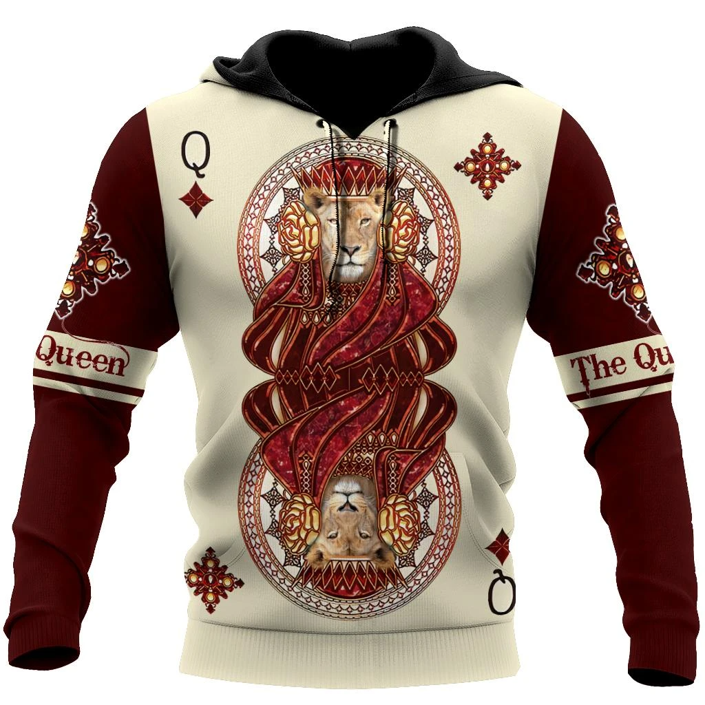 Awesome Hoodie 3D All Over Print The Queen of Wildlife Lion Poker - Hoodie, T-Shirt, Zip Hoodies, Sweatshirt ND374