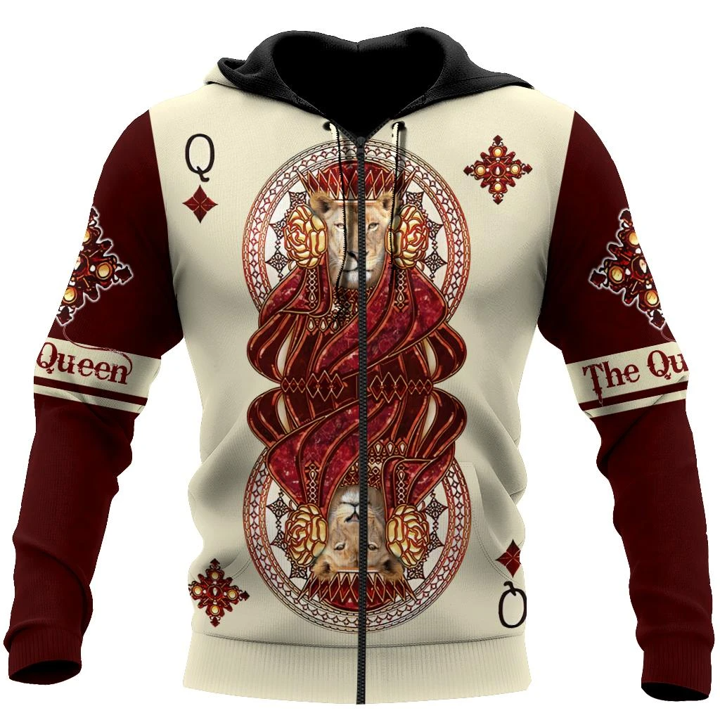Awesome Hoodie 3D All Over Print The Queen of Wildlife Lion Poker - Hoodie, T-Shirt, Zip Hoodies, Sweatshirt ND374