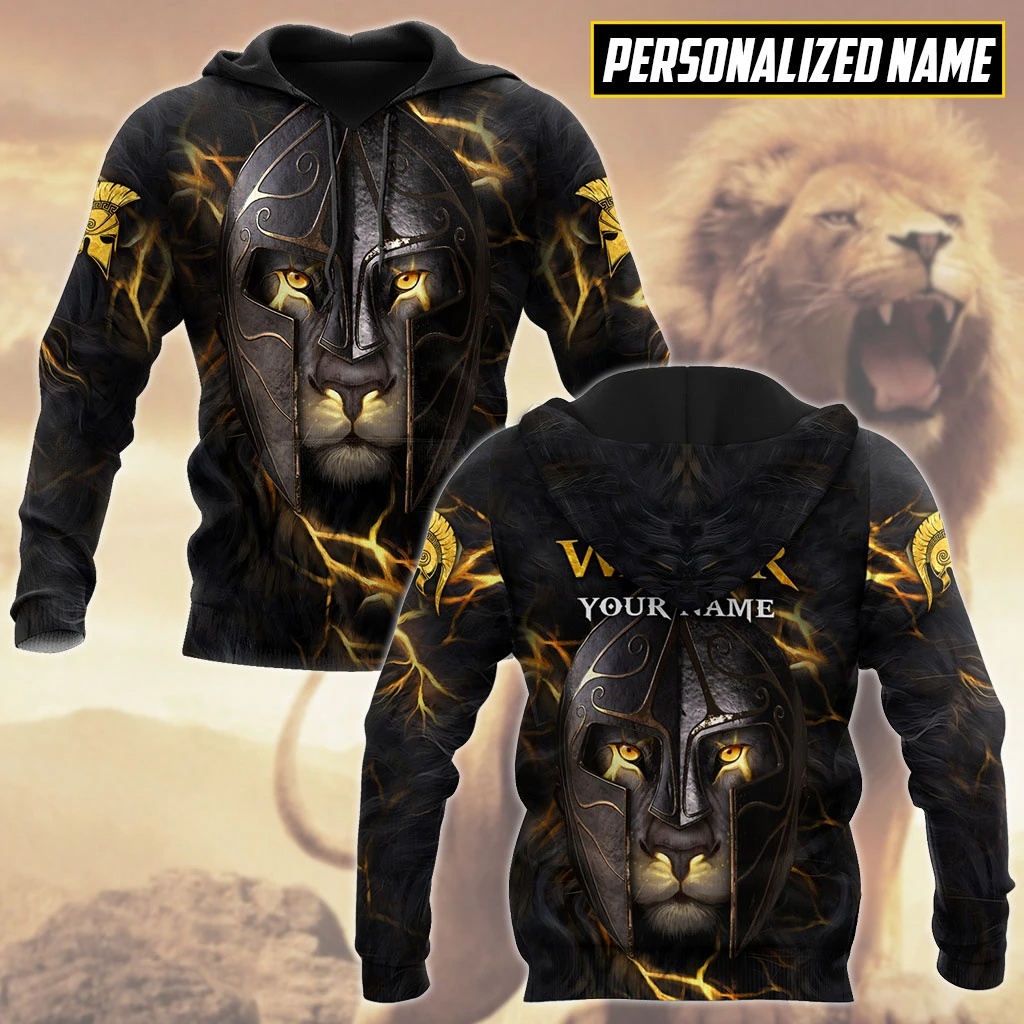 Awesome Hoodie 3D All Over Print The Lion Warrior Custom Name - Hoodie, T-Shirt, Zip Hoodies, Sweatshirt ND375