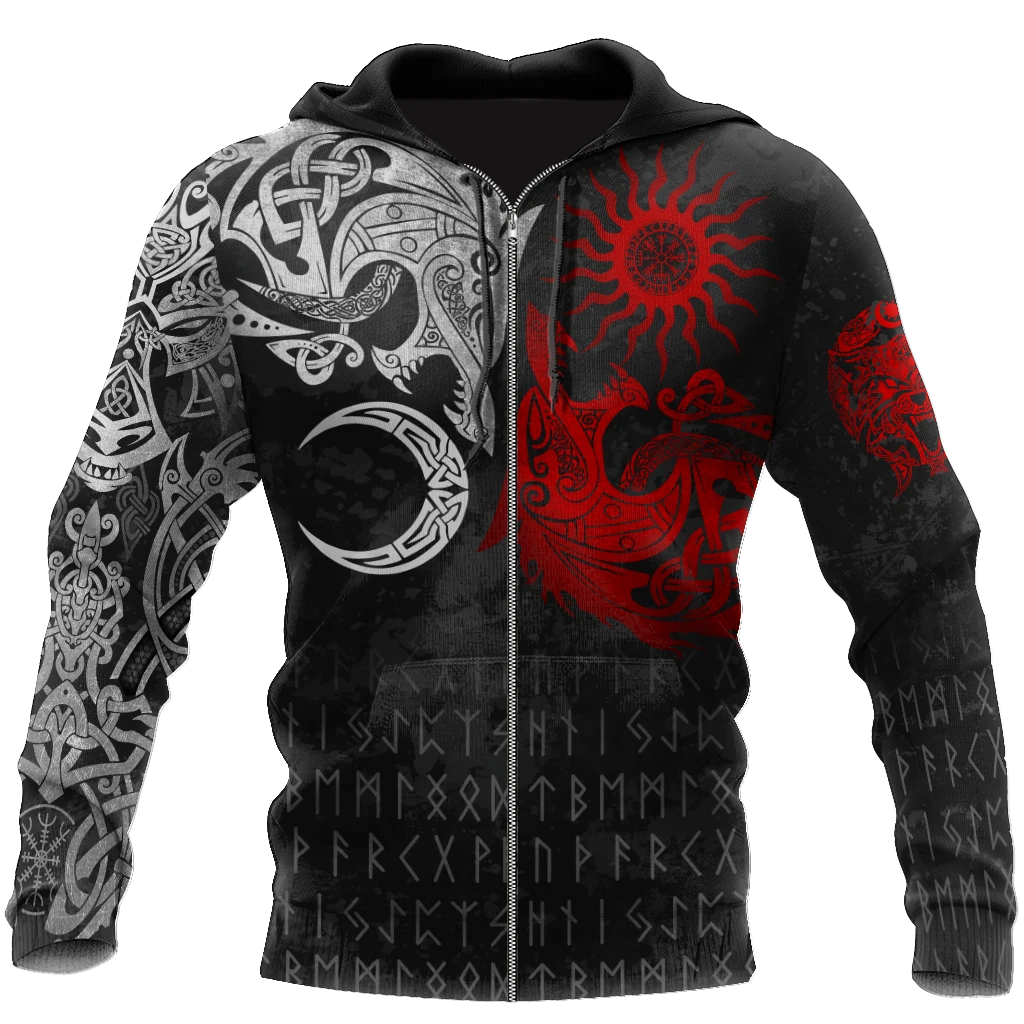 Awesome Hoodie 3D All Over Print Ragnarok Monsters Red Sköll and Hati - Hoodie, T-Shirt, Zip Hoodies, Sweatshirt ND380