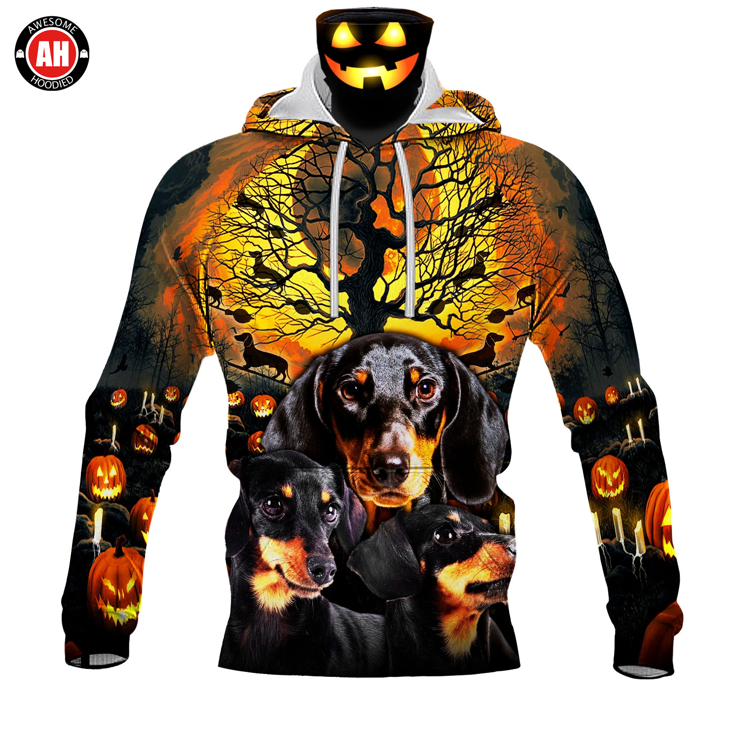 Awesome Hoodie 3D All Over Print Halloween Dachshund Dog - Hoodie & Zip Hoodies With Gaiter ND432