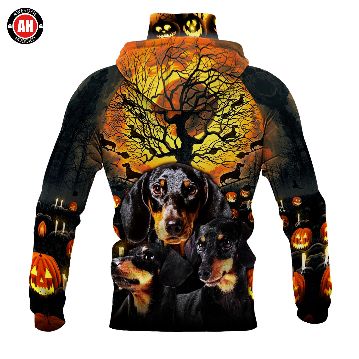 Awesome Hoodie 3D All Over Print Halloween Dachshund Dog - Hoodie & Zip Hoodies With Gaiter ND432