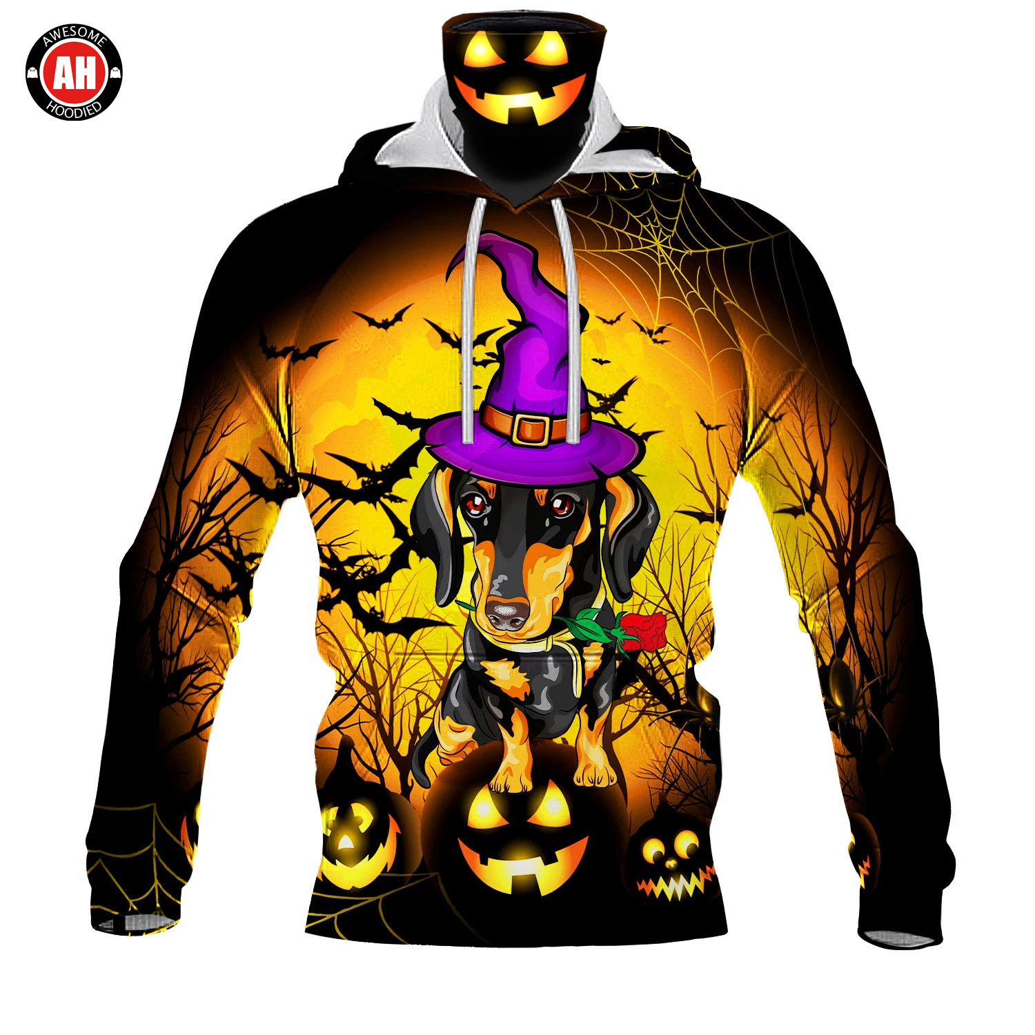 Awesome Hoodie 3D All Over Print Halloween Dachshund Dog - Hoodie & Zip Hoodies With Gaiter ND433
