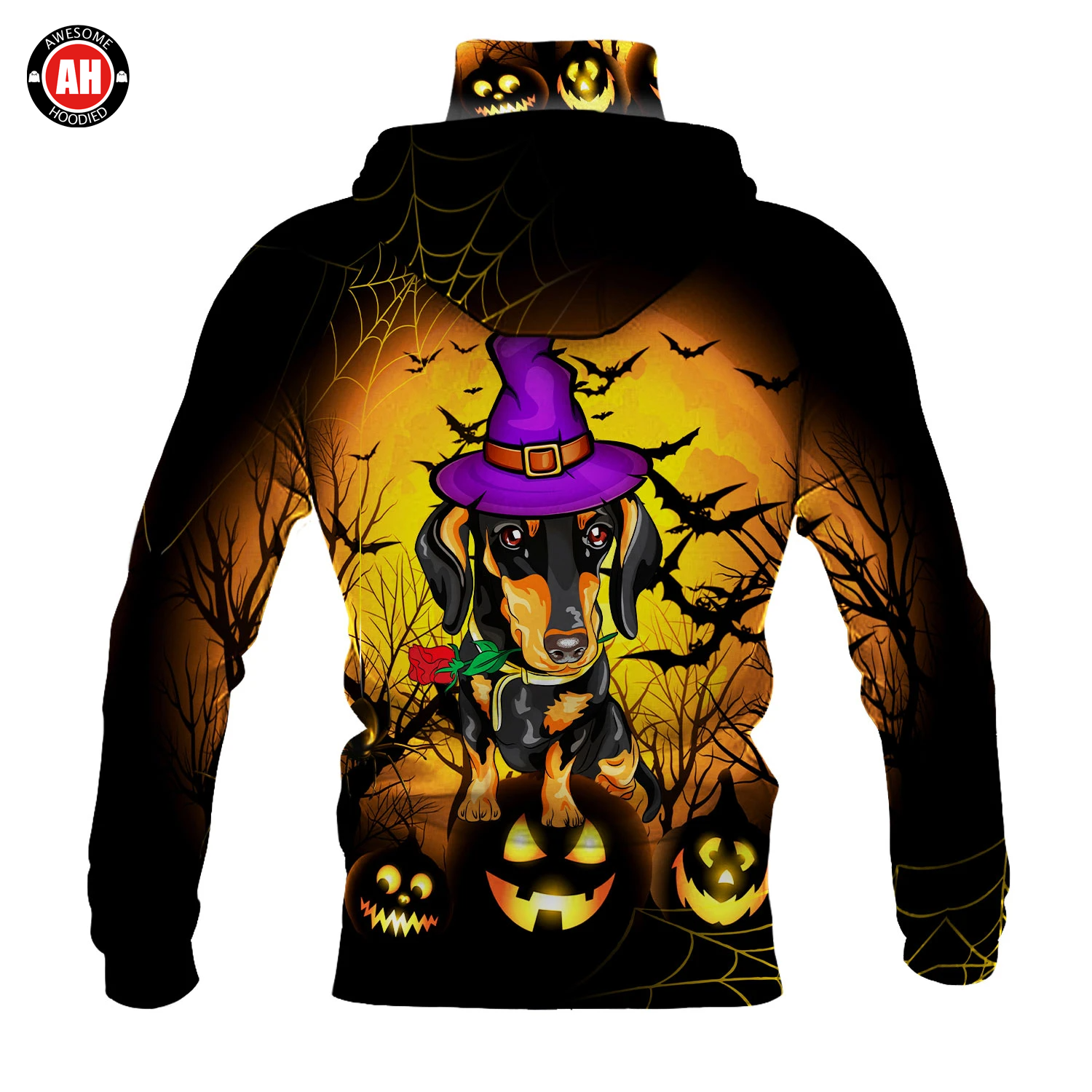 Awesome Hoodie 3D All Over Print Halloween Dachshund Dog - Hoodie & Zip Hoodies With Gaiter ND433