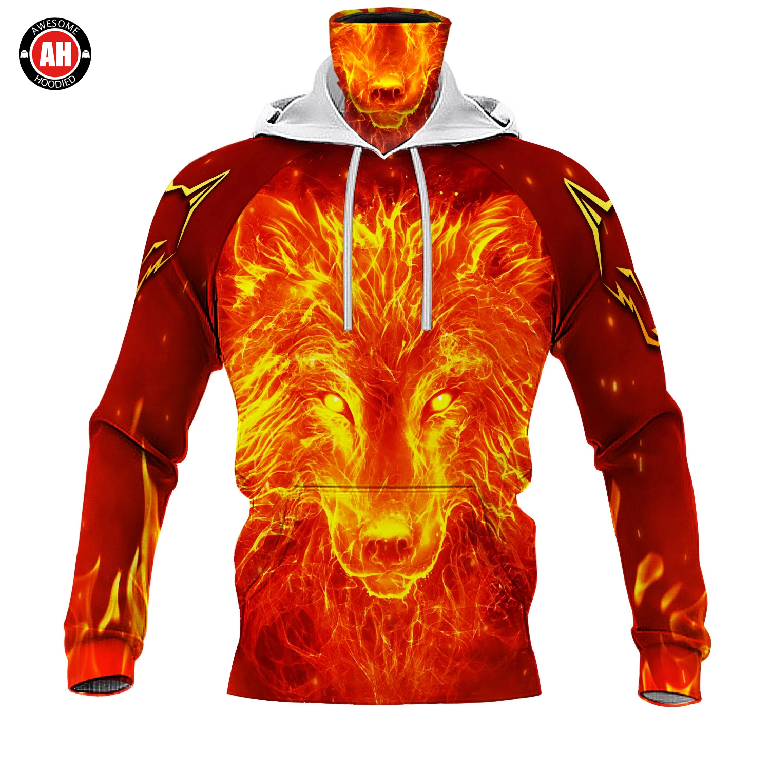 Awesome Hoodie 3D All Over Print Fire Wolf - Hoodie & Zip Hoodies With Gaiter ND436
