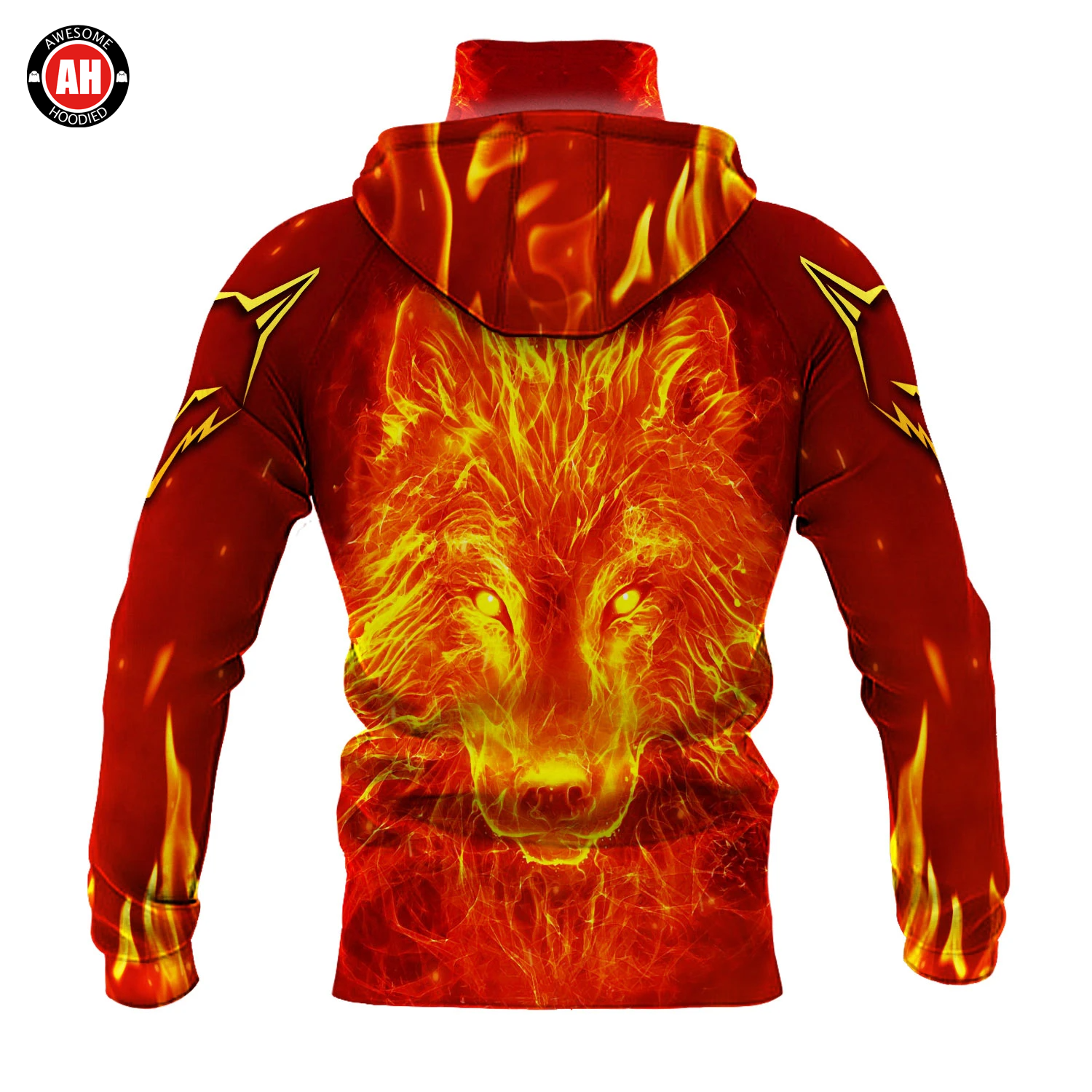 Awesome Hoodie 3D All Over Print Fire Wolf - Hoodie & Zip Hoodies With Gaiter ND436