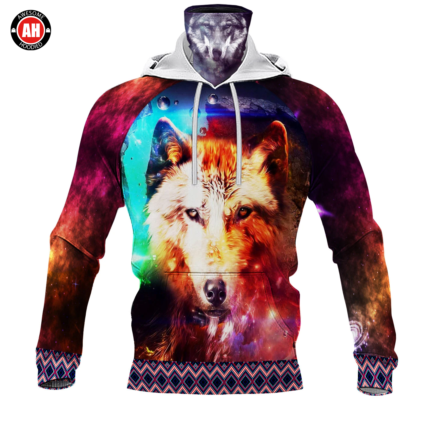 Awesome Hoodie 3D All Over Print Galaxy Wolf - Hoodie & Zip Hoodies With Gaiter ND441