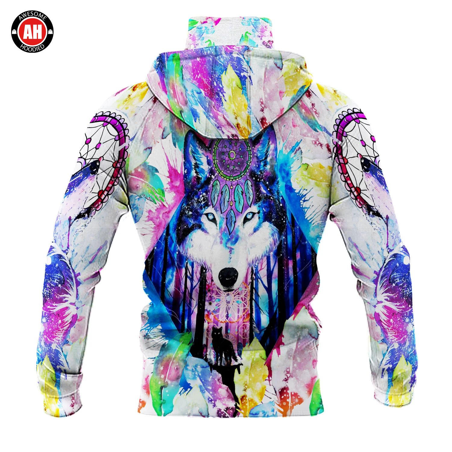 Awesome Hoodie 3D All Over Print Native Wolf - Hoodie & Zip Hoodies With Gaiter ND442