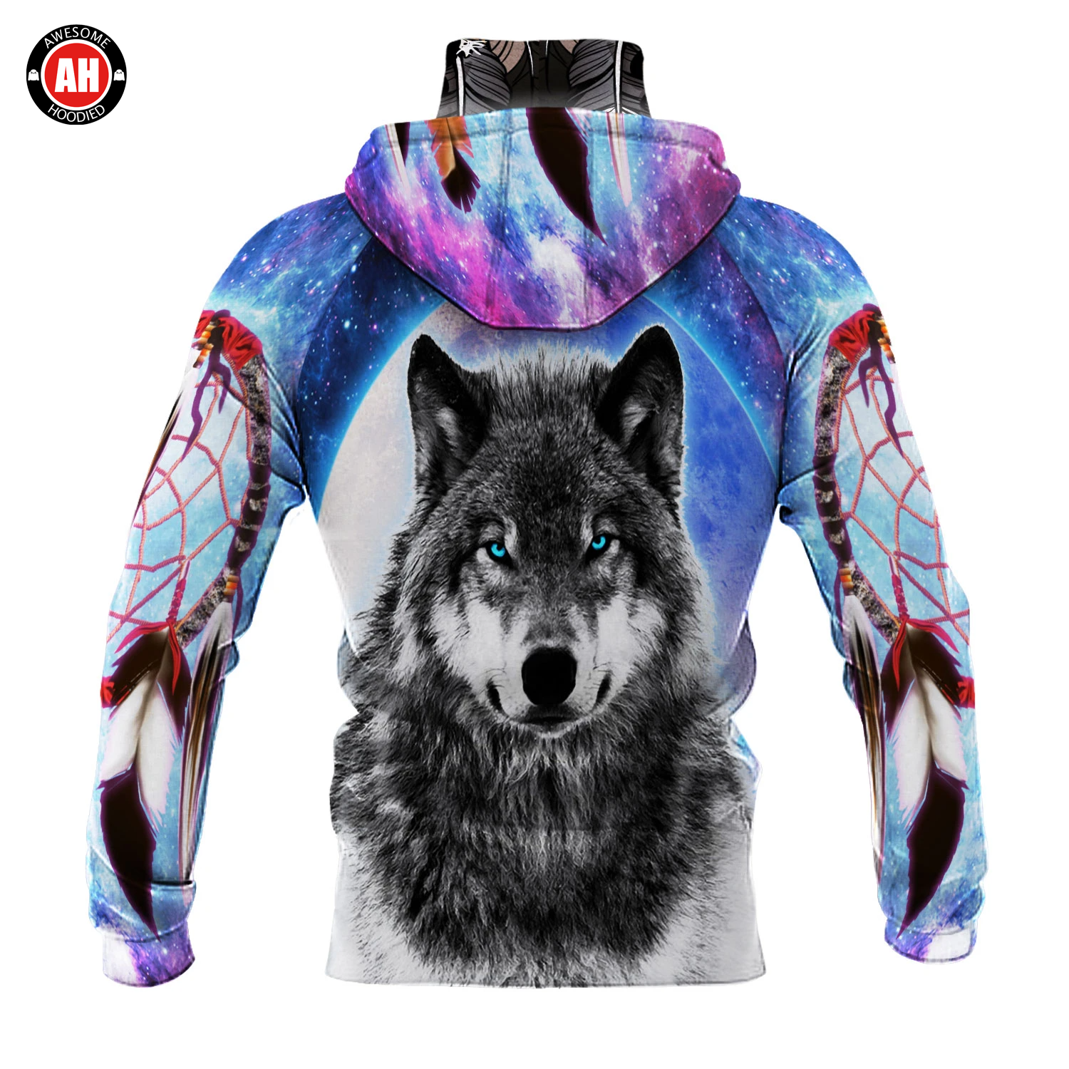 Awesome Hoodie 3D All Over Print Native Wolf - Hoodie & Zip Hoodies With Gaiter ND443