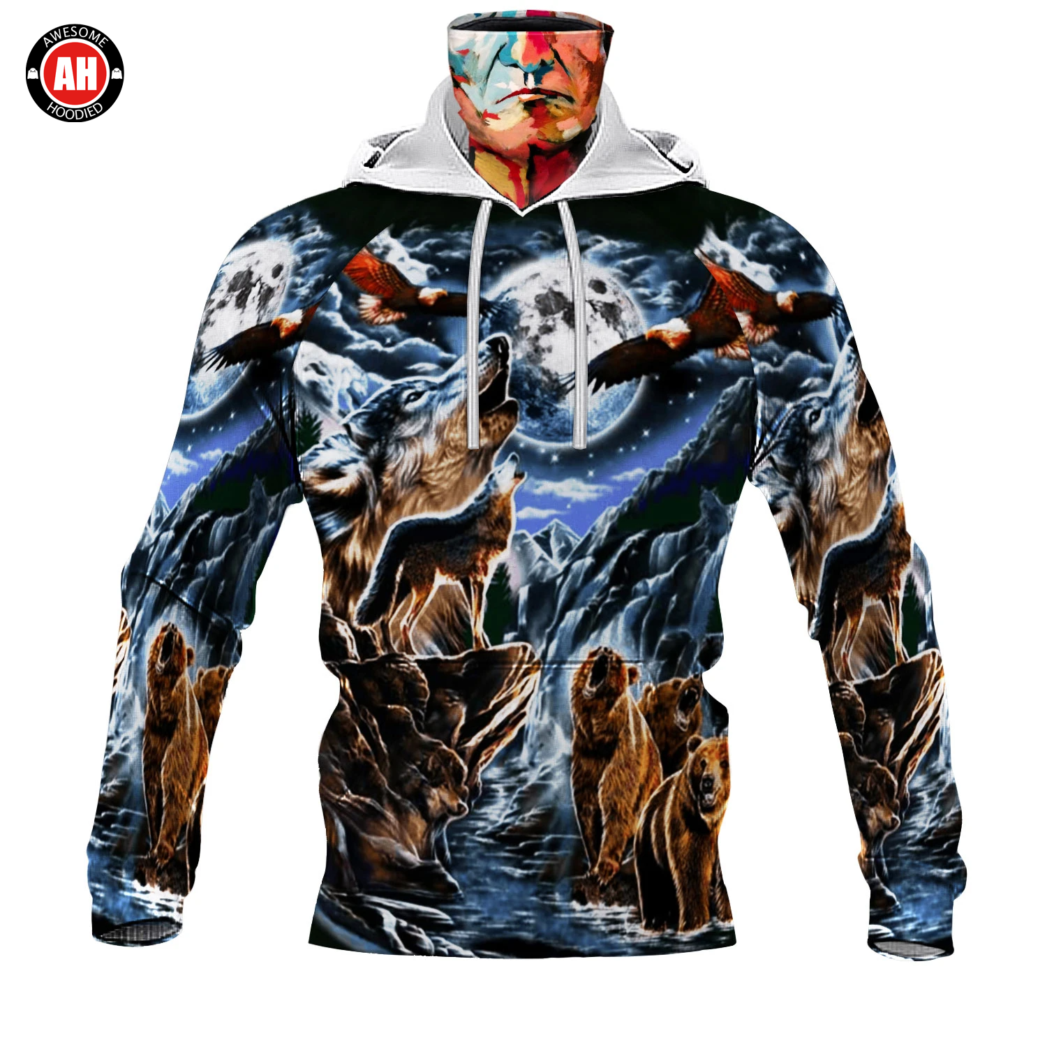 Awesome Hoodie 3D All Over Print Native Animals- Hoodie & Zip Hoodies With Gaiter ND444