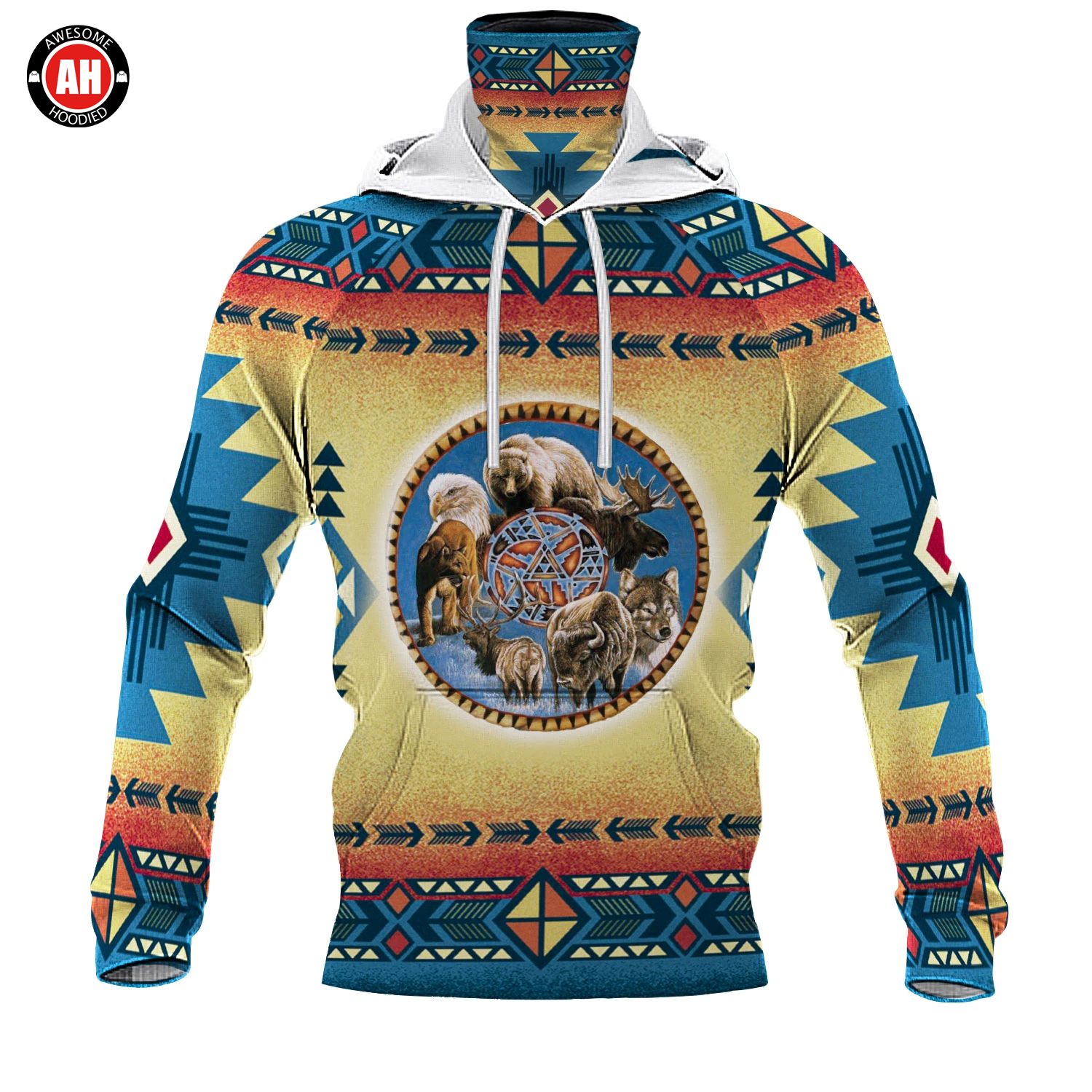 Awesome Hoodie 3D All Over Print Native Animals- Hoodie & Zip Hoodies With Gaiter ND445
