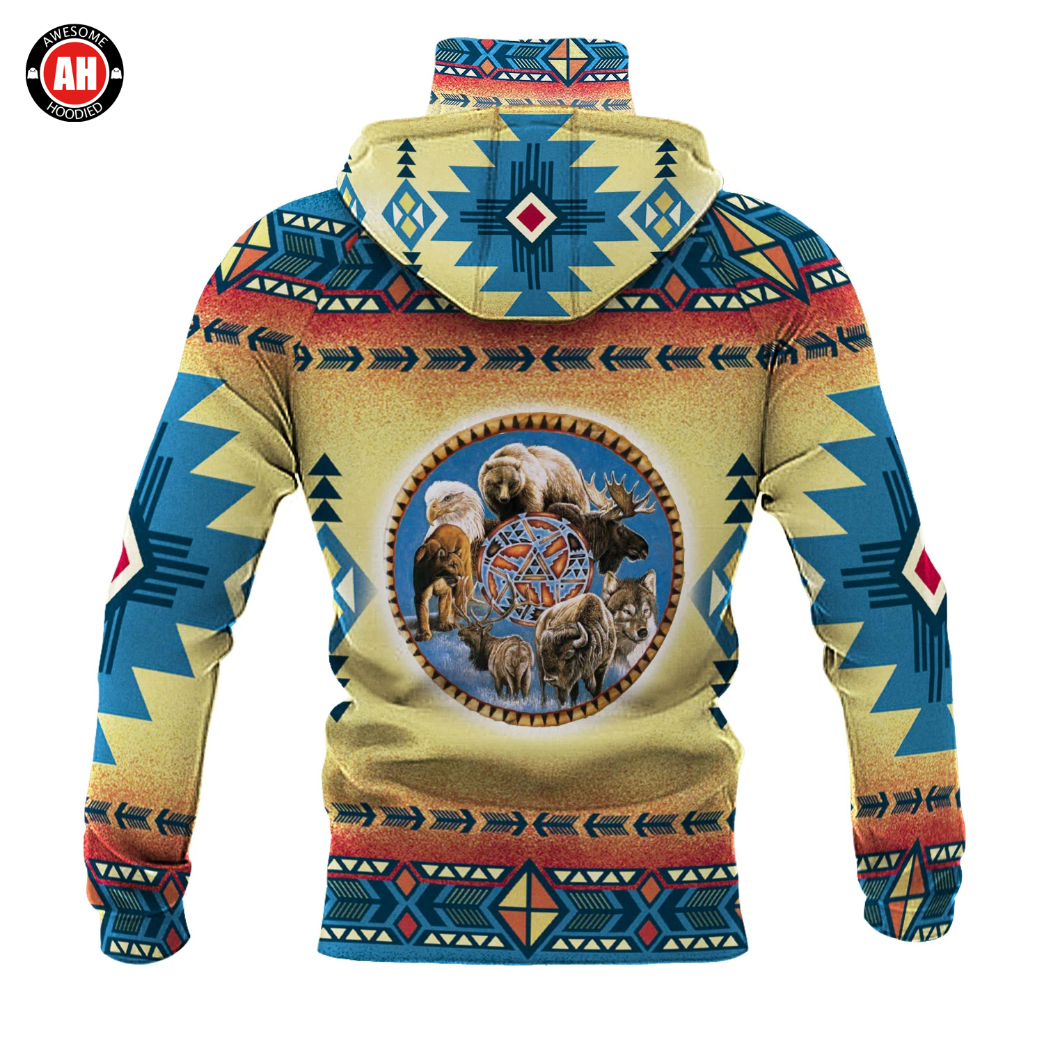 Awesome Hoodie 3D All Over Print Native Animals- Hoodie & Zip Hoodies With Gaiter ND445