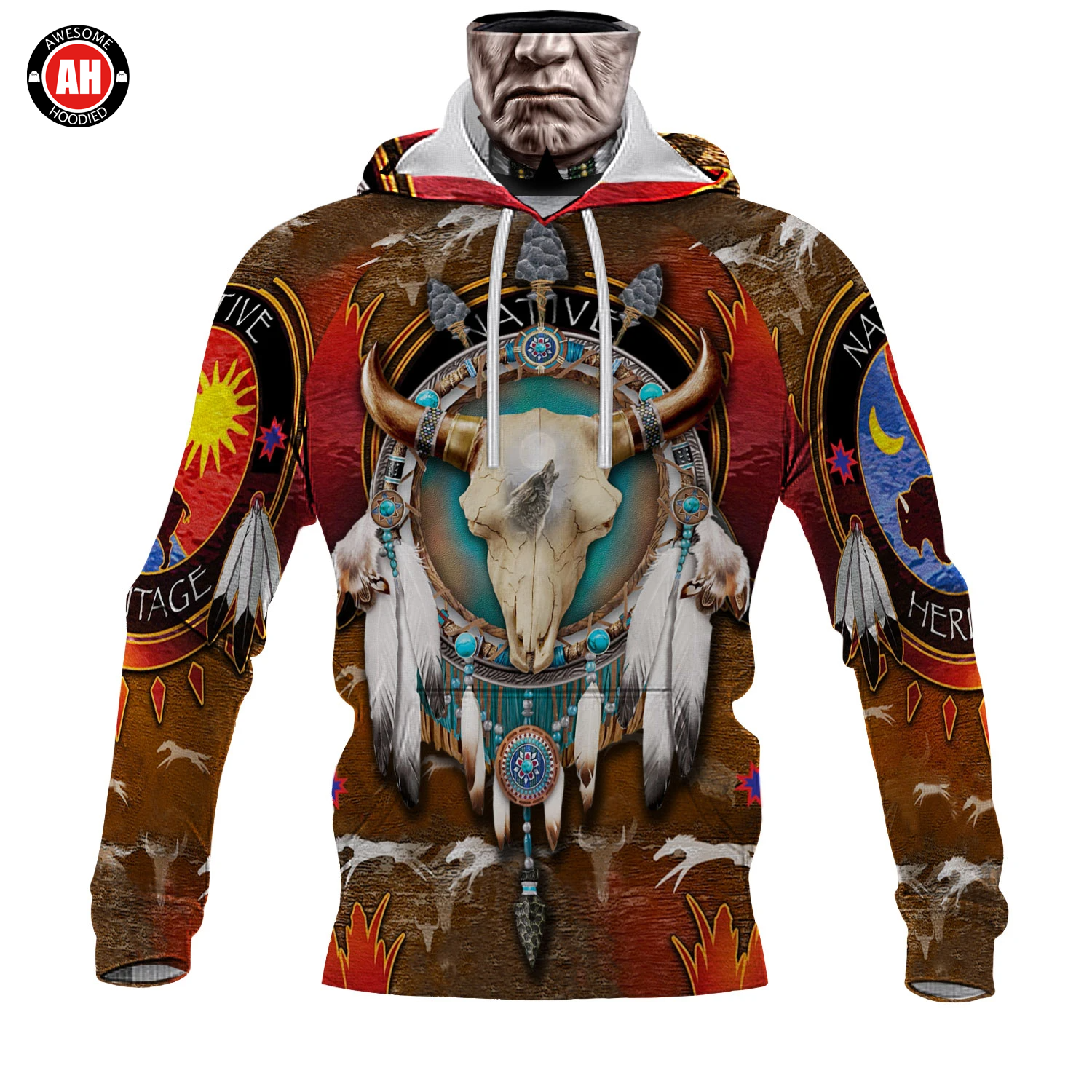 Awesome Hoodie 3D All Over Print Native Skull - Hoodie & Zip Hoodies With Gaiter ND446