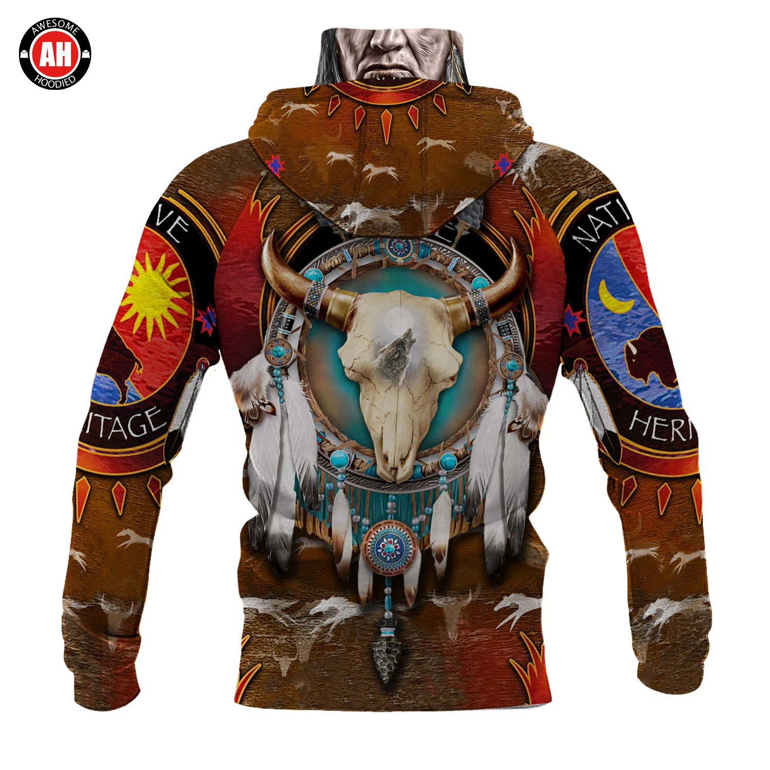 Awesome Hoodie 3D All Over Print Native Skull - Hoodie & Zip Hoodies With Gaiter ND446