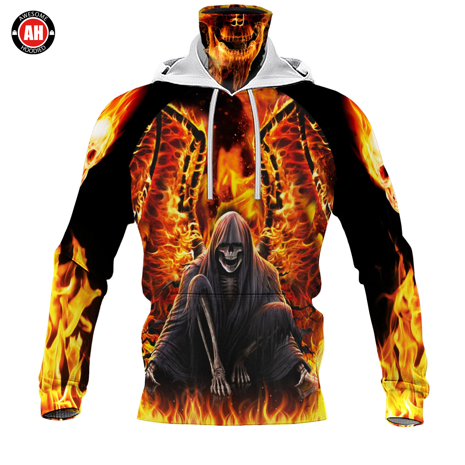 Awesome Hoodie 3D All Over Print Reaper Fire - Hoodie & Zip Hoodies With Gaiter ND448