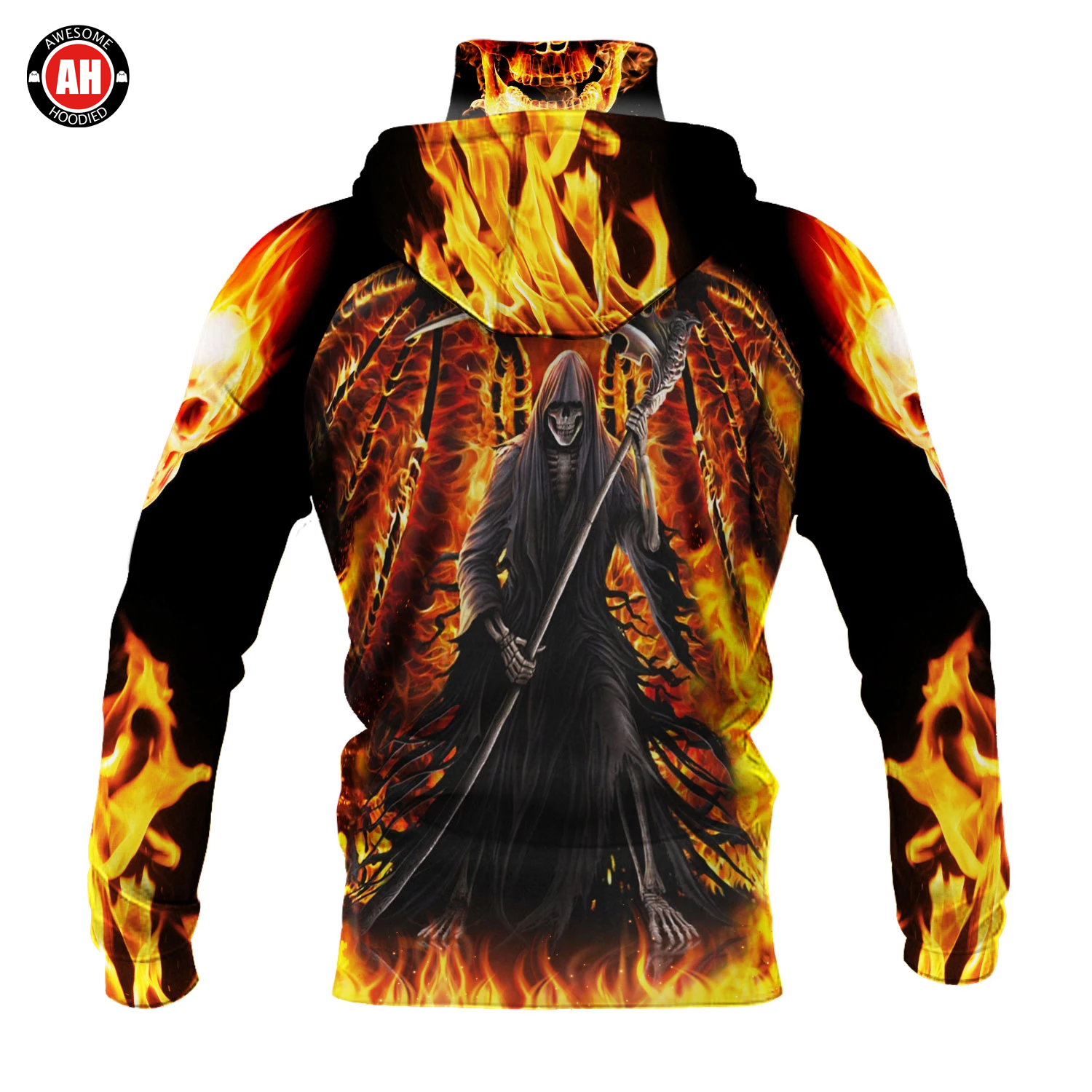 Awesome Hoodie 3D All Over Print Reaper Fire - Hoodie & Zip Hoodies With Gaiter ND448