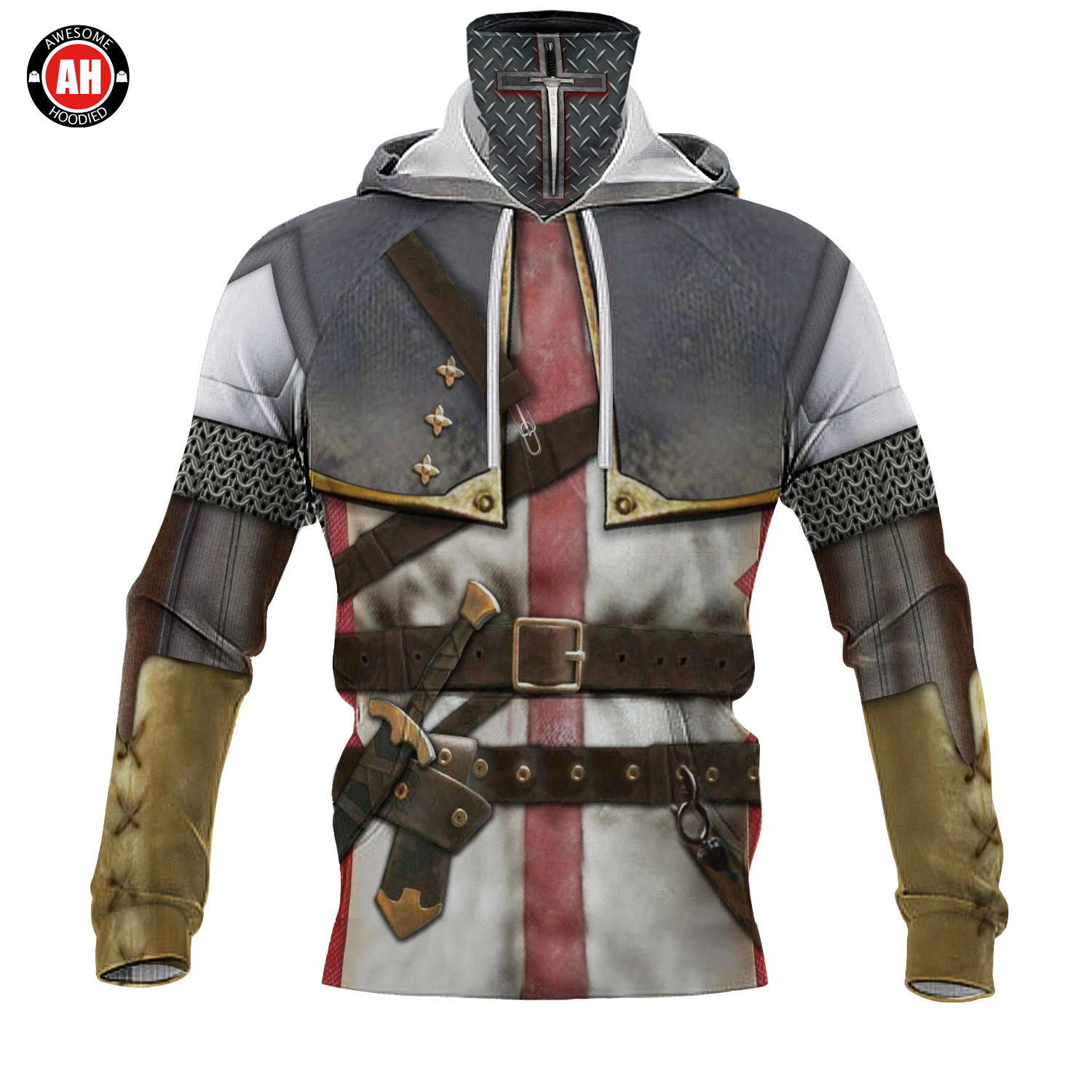 Awesome Hoodie 3D All Over Print Knights Templar Christian Armor - Hoodie & Zip Hoodies With Gaiter ND450