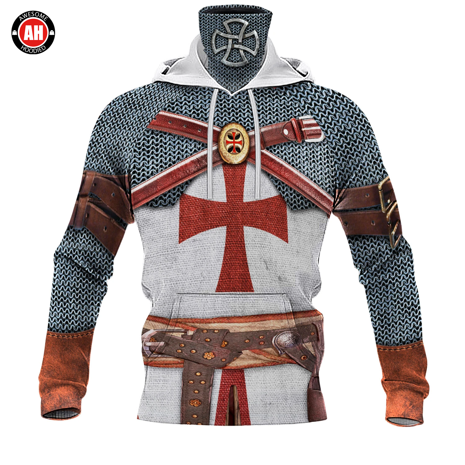Awesome Hoodie 3D All Over Print Knights Templar Christian Armor - Hoodie & Zip Hoodies With Gaiter ND451
