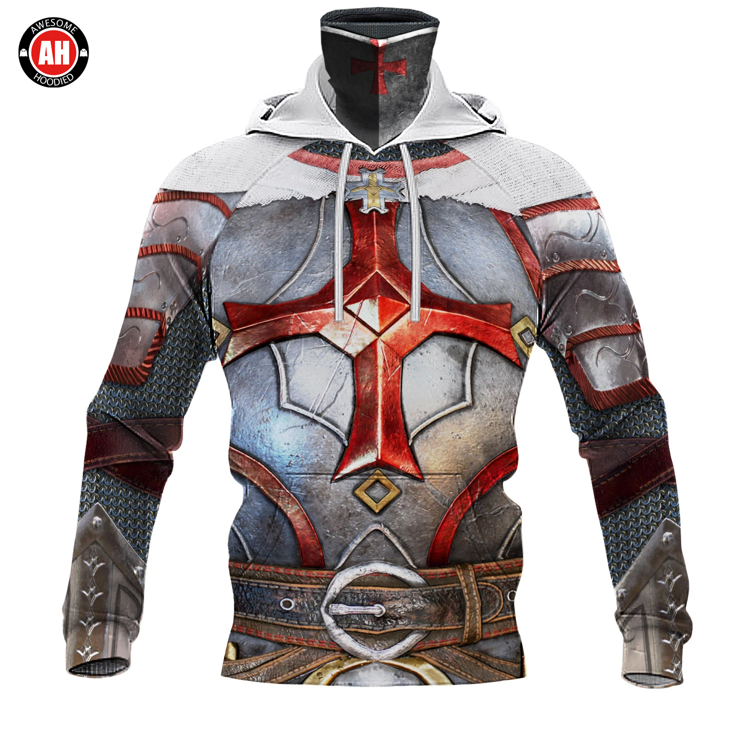 Awesome Hoodie 3D All Over Print Knights Templar Christian Armor - Hoodie & Zip Hoodies With Gaiter ND452