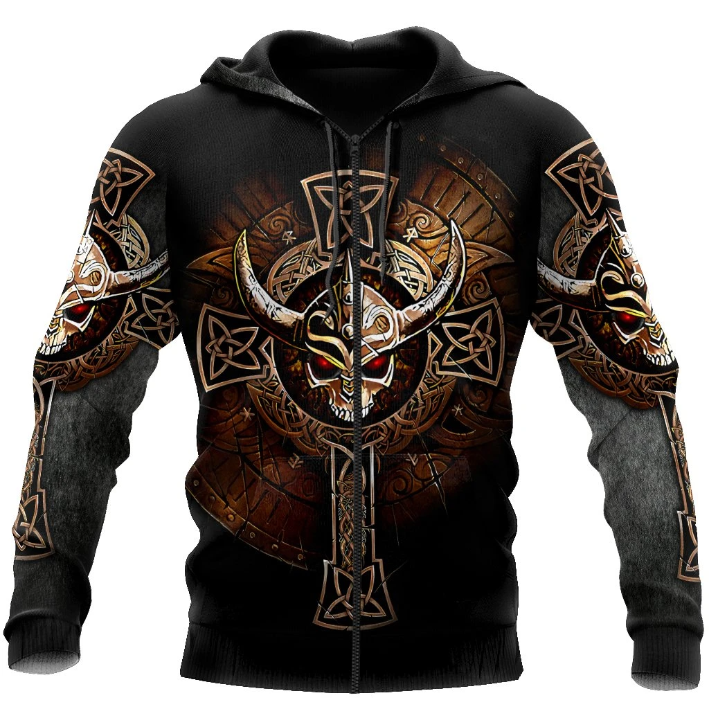 Awesome Hoodie 3D All Over Print Viking Skulls - Hoodie, T-Shirt, Zip Hoodies, Sweatshirt ND458