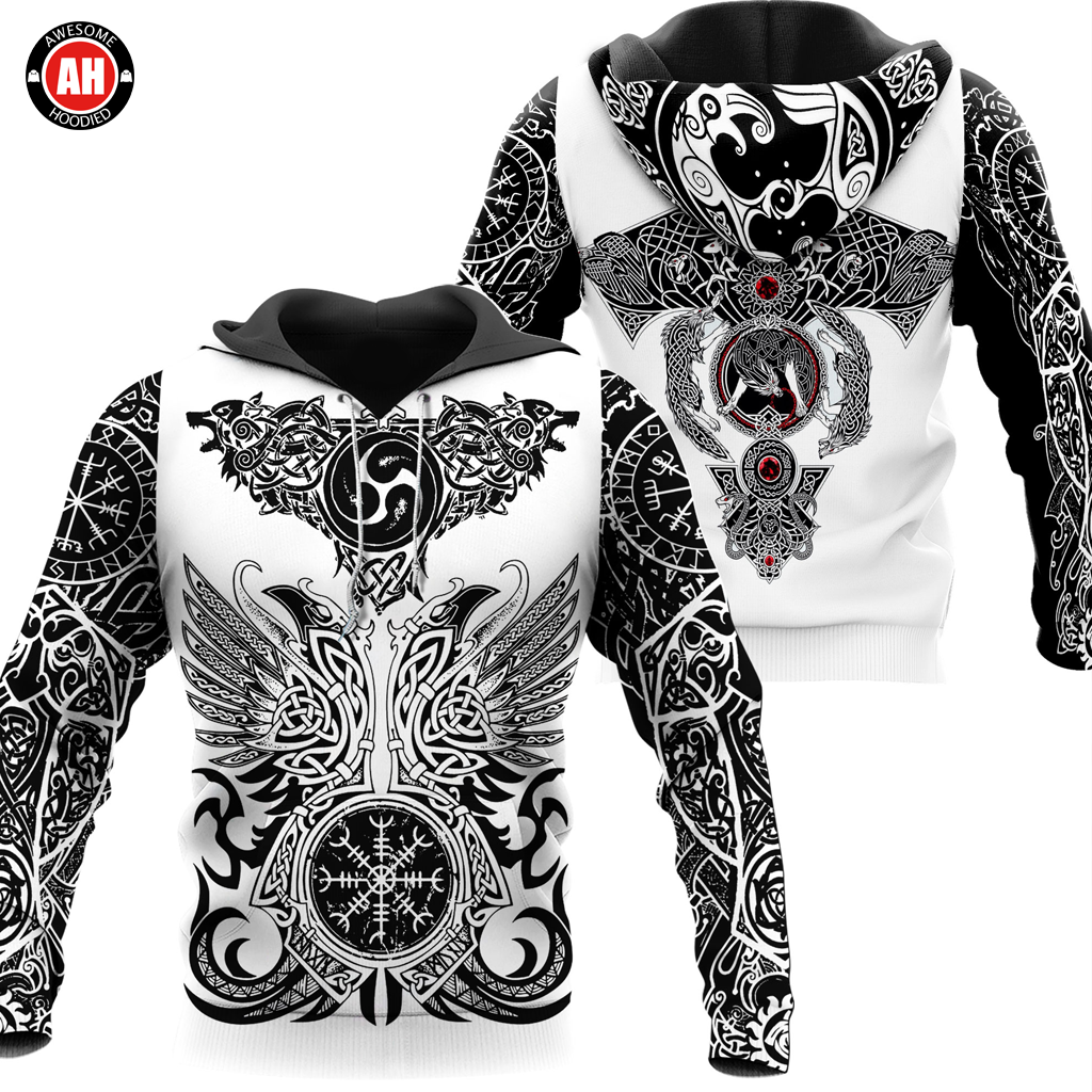 Awesome Hoodie 3D All Over Print Viking Tattoos - Hoodie, T-Shirt, Zip Hoodies, Sweatshirt ND466