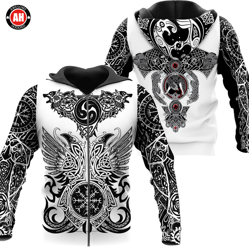 Awesome Hoodie 3D All Over Print Viking Tattoos - Hoodie, T-Shirt, Zip Hoodies, Sweatshirt ND466